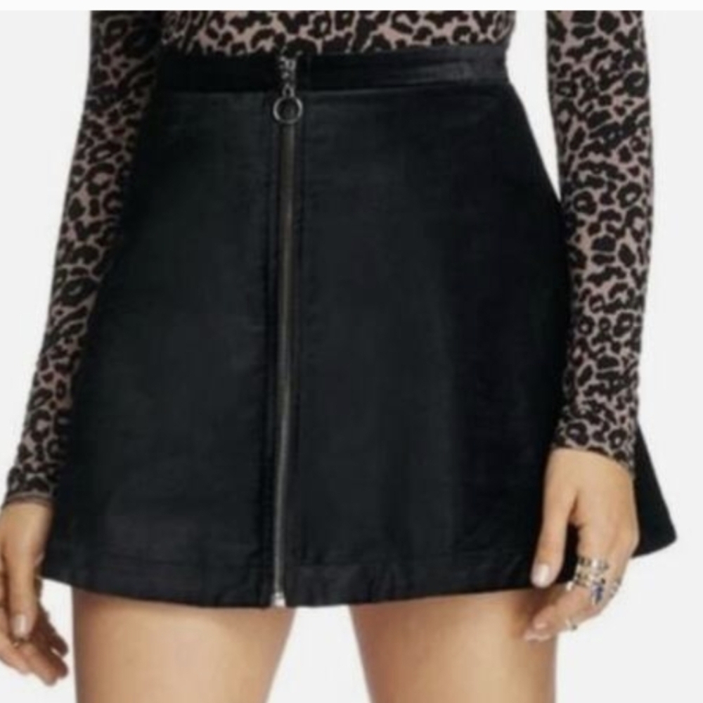 Free People Black Mini Skirt with Zipper
